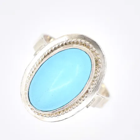 Ring med turkos stl:18¾, bredd 3-20mm, silver 925/1000, Vikt: 3,9 g