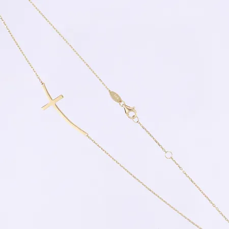 Halscollier ankarlänk med kors 43cm, bredd 1-11mm, 14K Vikt: 2 g