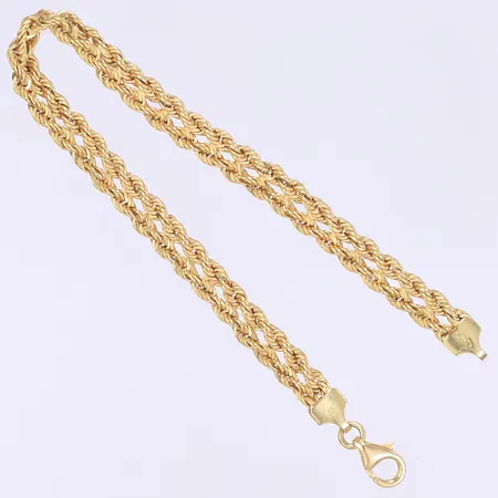 Armband dubbelradig cordell 19cm bredd 6mm, tillv. Guldfynd, 18K  Vikt: 5,4 g