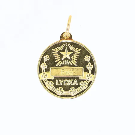 Hänge, lyckopeng, 20x15mm, personlig gravyr, 18K, Vikt: 2 g