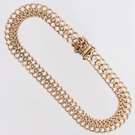 Armband Fiskben längd 22cm, bredd 8mm, en låsåtta saknas, 18K Vikt: 18 g