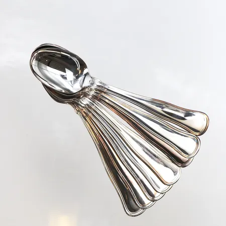 8st kaffeskedar, 12cm, modell: Svensk rund, 830/1000 silver Vikt: 162,7 g