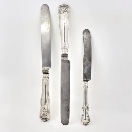 Knivar med stålblad 3st i silver, 830/1000, Bruttovikt: 216g Vikt: 0 g