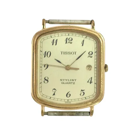 Herrur Tissot Stylist, doublé, 32 x 28 mm, quartz - behov av nytt batteri, bruksmärken