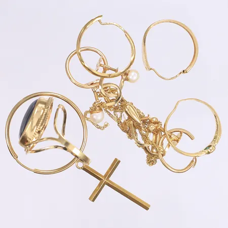 Diverse guld defekt delvis sten 18K Bruttovikt: 17,8g