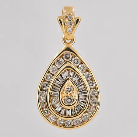 Hänge med olikslipade diamanter ca 0,78ctv 29x15mm 14K Vikt: 5,1 g