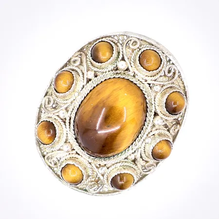 Ring med bruna stenar, stl 18 justerbar skena, bredd: 3,5-28mm, silver 830/1000, Vikt: 10,6 g