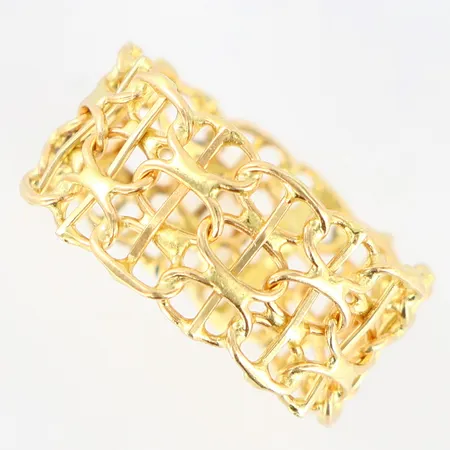 Ring X-länk med stav stl:17, bredd 9mm, 18K Vikt: 3,3 g