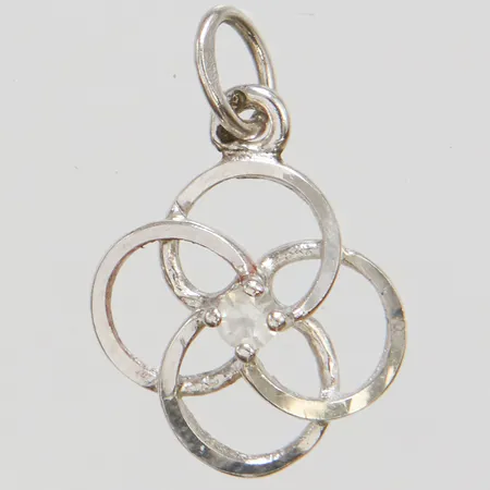 Hänge med vit sten 20x13mm, silver 925/1000 Vikt: 0,8 g