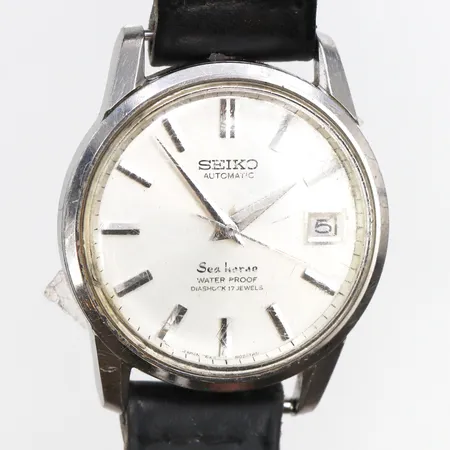 Herrur Seiko Sea Horse, 35,5mm, stål, boettnr: 5100786, lös krona, defekt går ej, slitet läderband, inga tillbehör
