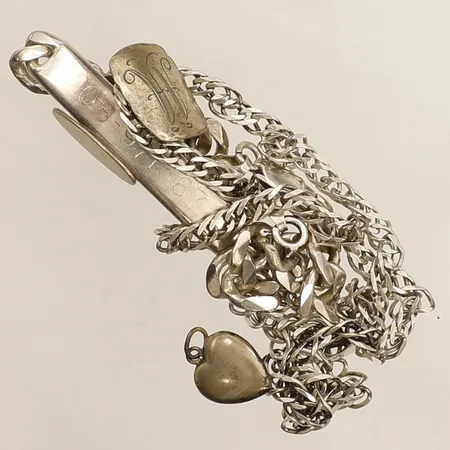 Armband kedja manschettknapp hänge defekta gravyr silver Vikt: 40,3 g