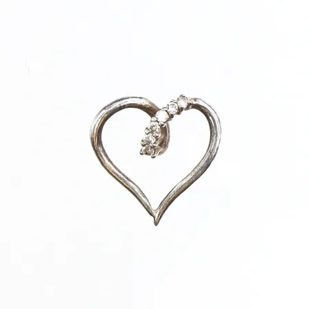 Hänge hjärta med vita stenar, 16x16mm, 925/1000 silver Vikt: 0,8 g