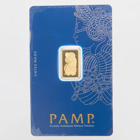 Guldtacka PAMP, obruten förpackning, 999.9, 24K, 2,5g. Vikt med förpackning