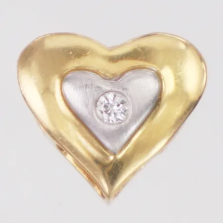 Hänge hjärta diamant 0,02ct enligt gravyr längd 9mm, tvåfärgat, 18K Vikt: 1 g