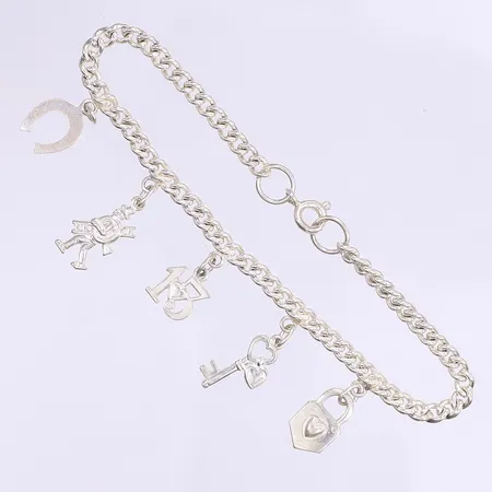 Armband med berlocker 18cm bredd 4mm silver 925/1000 Vikt: 8,9 g