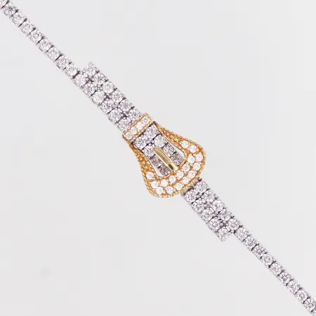 Armband tvåfärgad vita stenar längd ca 18cm, bredd 2,3-12mm, 18K Vikt: 11 g