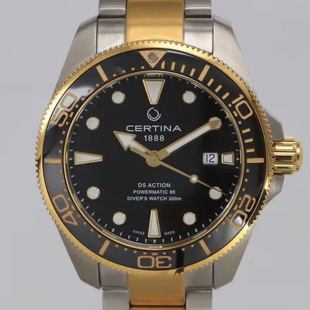 Herrur Certina DS Action Powermatic 80, stål, automatisk, 44mm, refnr C0322607A, serienr BTU TC4 Z81, datum, stållänk ca 21cm, garantikort, manual, box, ytterkartong, personlig namnplatta på kartong, nyskick.