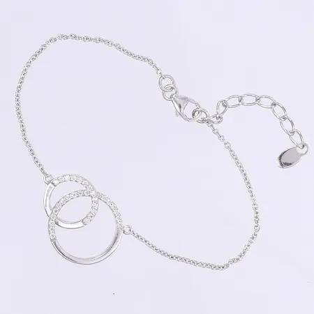 Armband GHA med vita stenar justerbart 17-20cm, bredd 1-18mm, silver 830/1000 Vikt: 3,3 g