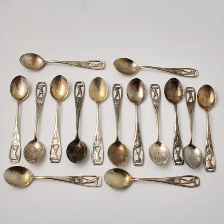 15st skedar, 10,5cm, modell Jämtskogen, silver 830/1000, Schalin Bror Guld Ab, 181,27g.