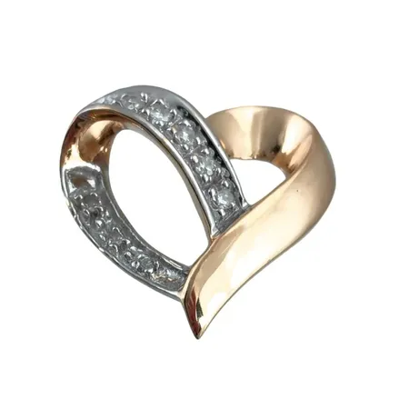 Hänge Hjärta i 18K guld Guldfynd (GHA), Diamanter 8 x 0,005ct, längd 16 mm, bredd 16 mm, fint skick Vikt: 2,4 g