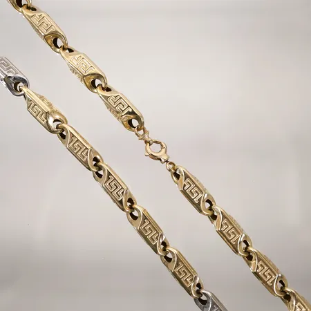 Collier tvåfärgat längd 62cm bredd 7,6-10,2mm 14k Vikt: 36,5 g