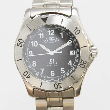 Armbandsur Certina DS-Nautic, stål, quartz, Ø39mm, datum, stållänk, inga tillbehör