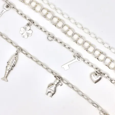 4 armband längd 18-19cm, 830-925/1000 Silver, Vikt: 26,8 g