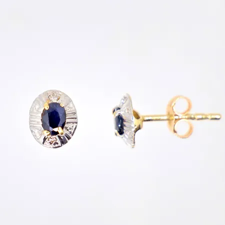 Örhängen diamanter 4xca0,01ct, safirer, längd: 6,4mm, bredd: 5,3mm, 18K, Vikt: 0,7 g