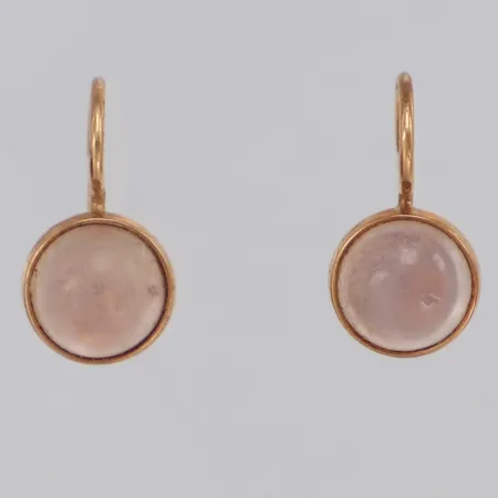 Örhängen med rosenkvarts, längd 16,4mm, bredd 8,7mm, Finland, 14K Vikt: 1,8 g