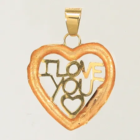Hänge hjärta " Love you" spegelvändt, 17x18mm exkl ögla, lite ojämnheter, Guldfynd, 18K 0,4g Vikt: 0,4 g