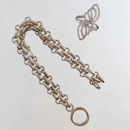 Silversmycken defekt saknar sten Silver 925/1000. Vikt: 22 g