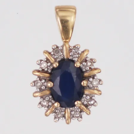Hänge diamanter 10 x ca0,005ct troligen safir GHA längd 15mm, 18K Vikt: 1,4 g