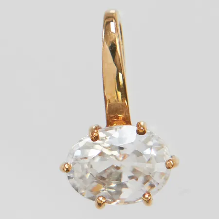 Hänge med vit zirkon ca.8x6mm, hängets mått: 15x8,9mm, 9K Vikt: 1,2 g