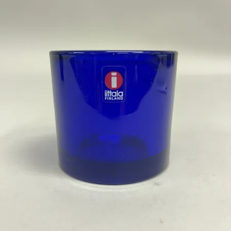 Ljuslykta Kivi Iittala, Marimekko, Heikki Orvola, höjd ca 8cm, Ø8,5cm, blå, etikettmärkt, bruksskick