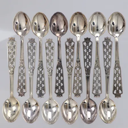 12 Kaffeskedar modell Princess, längd 10,5cm, Ceson Göteborg 1970-tal, silver 830/1000 Vikt: 126,3 g