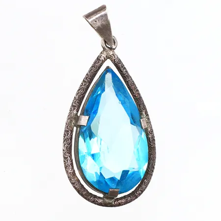 Hänge med blå sten, 40x19mm, 830/1000 silver Vikt: 6,2 g