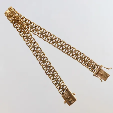 Armband X-länk med stav längd 19,5cm bredd 8,5mm 18K.  Vikt: 18,3 g