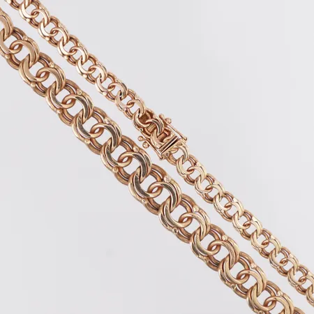 Collier doserad Bismarck längd 46cm, bredd 6-10,5mm, 18K Vikt: 45,5 g