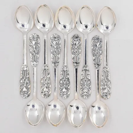 9 Kaffeskedar modell Dala 11,5cm 830/1000 silver Vikt: 122,2 g