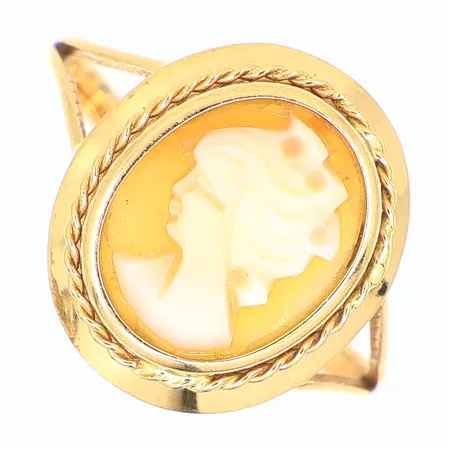 Ring med camé stl 16½, bredd: 1,7-15,5mm, 18K, Vikt: 1,7 g
