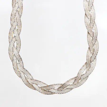 Collier flätat, 43cm, bredd: 8,8mm, Guldfynd, 925/1000 silver Vikt: 18,3 g