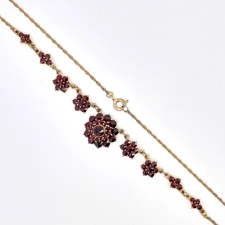 Collier förgyllt med granater längd 42cm, bredd 1,2-18mm, 925/1000 Silver, Vikt: 9,3 g