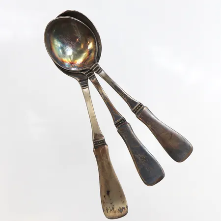 2st Moccaskedar 10cm, 1st Kaffesked 11cm, modell: Uppsala, 830/1000 silver, Vikt: 32,2 g