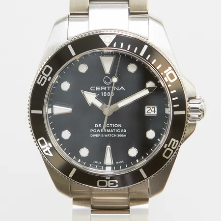 Armbandsur Certina DS-Action Powermatic 80, stål, automatisk, Ø38,5mm, datum, referensnr: C032807 A, serienr: F8E EW1 U30, stållänk, certifikat, manual, extra länkbitar, resepouch, box, ytterkartong