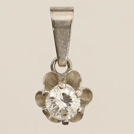 Hänge med diamant 1xca0,20ct längd 15mm inkl ögla bredd Ø6,1mm vitguld 18K Vikt: 0,7 g