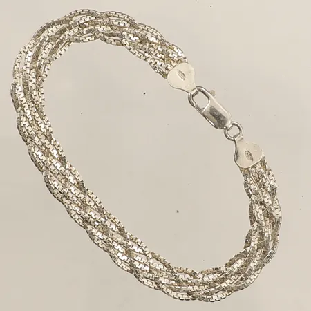 Armband flätad 18,5cm bredd 7mm GHA silver 925/1000 Vikt: 8,1 g