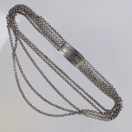 Collier femradig Ärtlänk längd 38cm, bredd 15,8mm, Svenssons Smyckekonst Tage Svenss Jönköping 1955, silver 830/1000 Vikt: 54,8 g