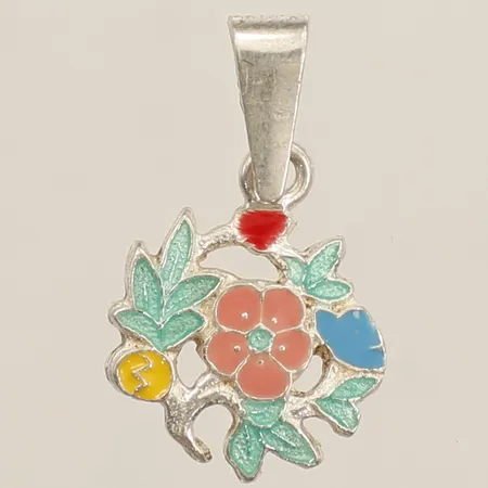 Hänge blomma med emalj Ø10mm silver 925/1000 Vikt: 0,6 g