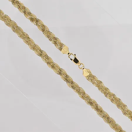 Collier flätat längd 46cm bredd ca 7mm 14K Vikt: 18,5 g