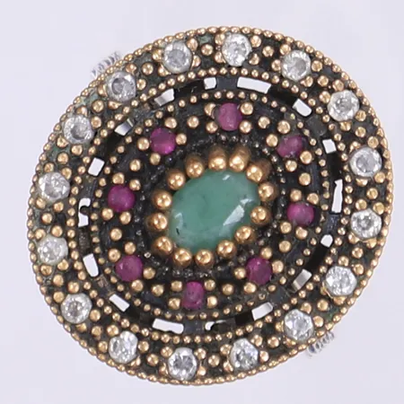 Ring med färgade stenar stl:18¼ bredd 3-20mm silver 925/1000 Vikt: 6 g